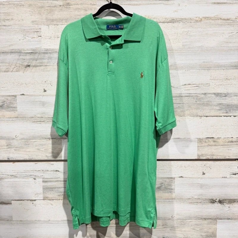 Polo Ralph Lauren Polo Men 2XLT Green Short Sleeve Pony Logo Preppy EUC